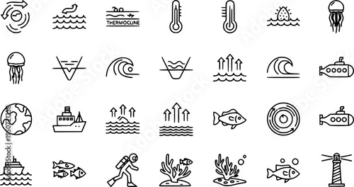Field Research Environmental Sampling Bold Line Icons-Field Notebook GPS Soil Core Water Sampling Species Count Transect Quadrat-20 Field Research Icon Set Vector - Environmental Science Icons