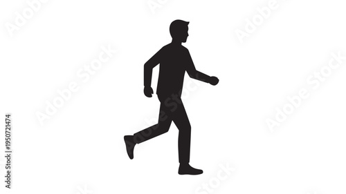 Running Man Silhouette Icon Energetic Athlete Sprinting Isolated on White for Fitness, Sports Training and Active Lifestyle Concepts