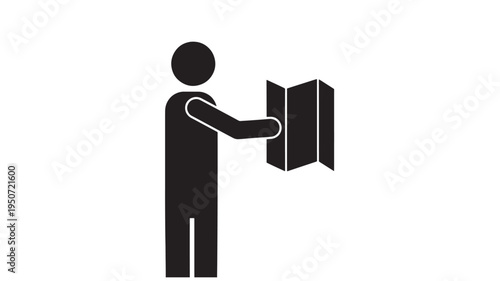 Delivery Worker Holding Box Icon – Logistics, Shipping and Moving Package Silhouette