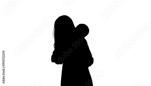 silhouette Mother carrying child vector art black isolated on white background family love concept