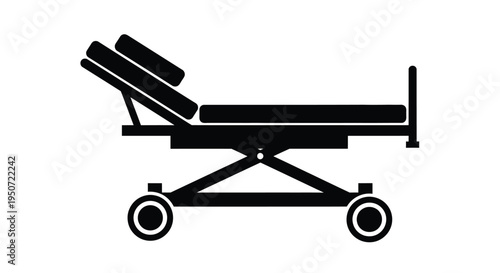 Black silhouette of a hospital bed with adjustable features silhouette