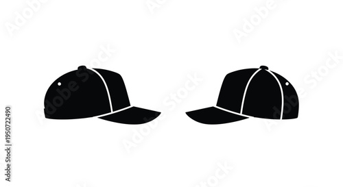 Two black baseball caps displayed a minimalist image silhouette