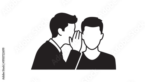 Business Secret Whisper Communication Icon Showing Confidential Information Sharing Between Professionals