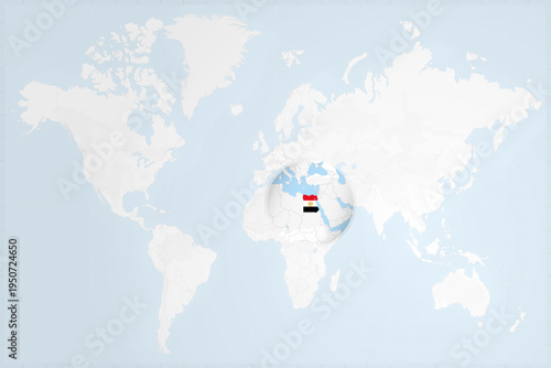 Egypt Map with Flag in Magnifying Glass on World Map Background