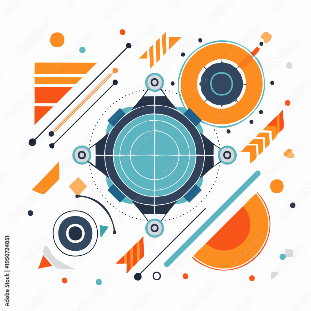 Fototapeta premium Flat futuristic background with brutalism shapes