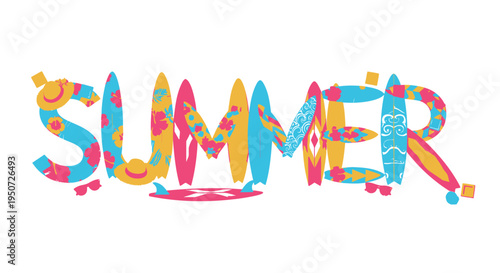 Summer colorful word art vector