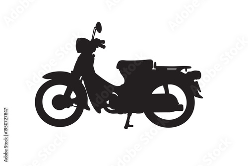 Classic underbone moped motorcycle silhouette vector illustration