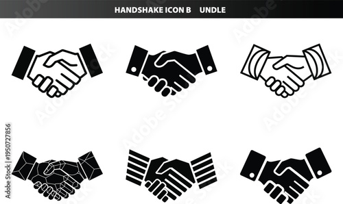 Diverse handshake icons business partnership, agreement, trust, and success