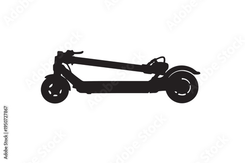 Folded electric kick scooter silhouette vector isolated