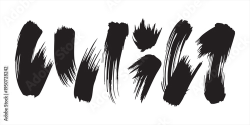 Thick black ink brush strokes and broad paint smears set with expressive hand drawn grunge textures