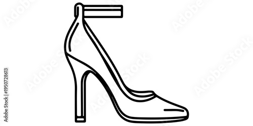 Minimalist Woman High Heel Shoe Line Icon. Elegant Stiletto Pump Vector Illustration. Female Fashion Footwear Outline Sign.