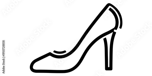 Minimalist Woman High Heel Shoe Line Icon. Elegant Stiletto Pump Vector Illustration. Female Fashion Footwear Outline Sign.