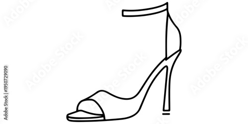 Minimalist Woman High Heel Shoe Line Icon. Elegant Stiletto Pump Vector Illustration. Female Fashion Footwear Outline Sign.