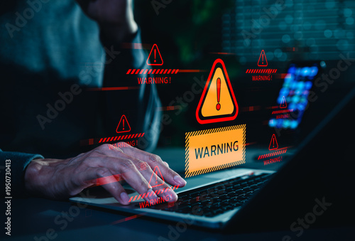 Bild auf Leinwand Cybersecurity warning alert concept