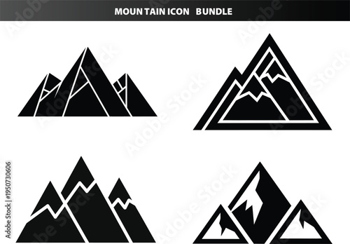 Mountain icon bundle abstract peaks, summit, stylized mountain icons, icon set