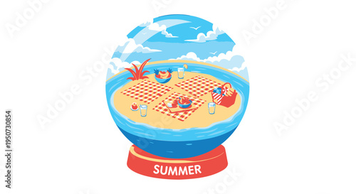 Vector summer beach globe icon