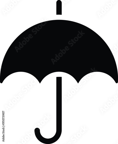 Simple black umbrella icon - rain protection and weather symbol for graphic design