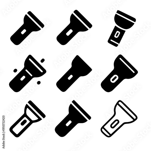 Flat flashlight icons on dark background