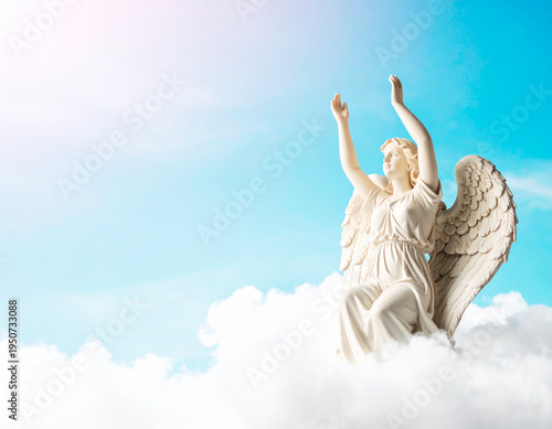 Spiritual Angel Sitting On Clouds