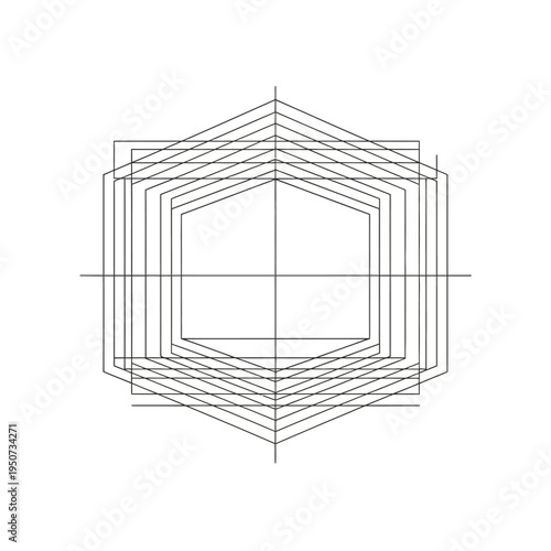 Geometric shapes lines hexagon design.