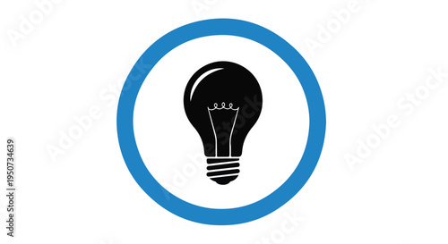 Flat design illustration of a lightbulb in a blue circle on a white background.