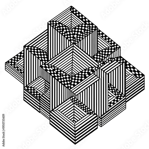 Geometric Patterned 3D Cube Structure.