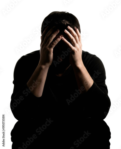 Coping with anxiety individual struggles emotional environment shadow isolated on transparent background