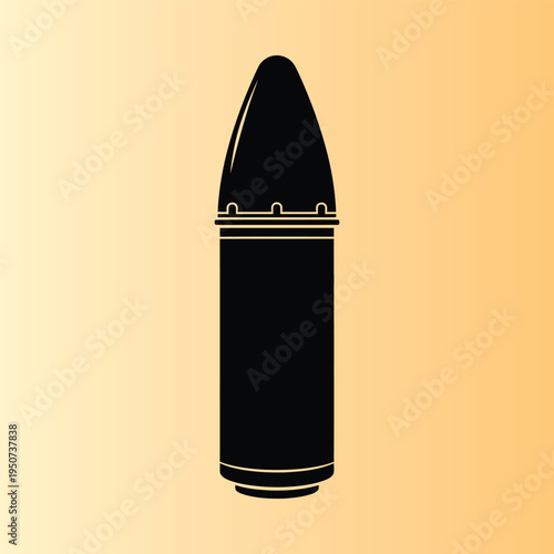Bullet illustration, black silhouette on light background