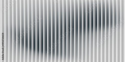 Transparent corrugated plastic ribbed glass background with abstract line patterns. 3D gradient light effects for retail windows or architectural panels. Vintage chrome reflections or polycarbonate.
