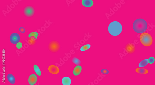 Colorful Abstract Bubbles Artwork with Vibrant Pink Background Design Elements
