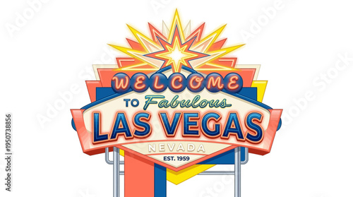 Modernized welcome to the iconic Las Vegas sign board, celebrating the vibrant spirit of Nevada's entertainment capital