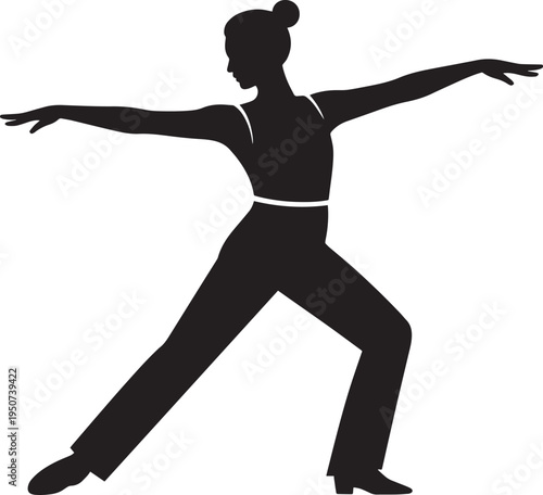 Dance and fitness pose silhouette for sports app and infographic, minimalist vector i