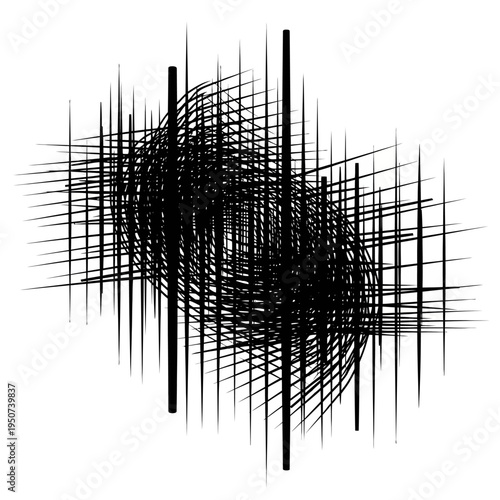 Black grid lines intersecting chaos pattern.