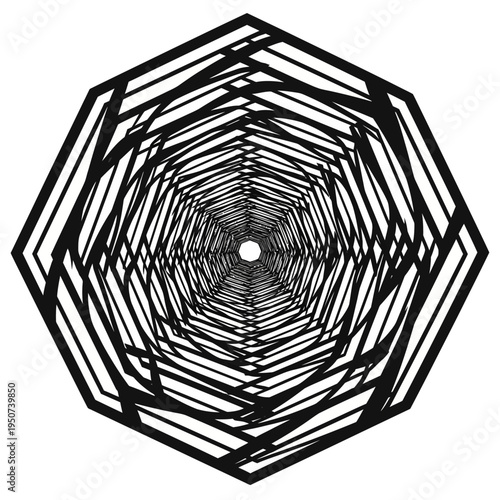 Black Geometric Hexagon Shape Design.