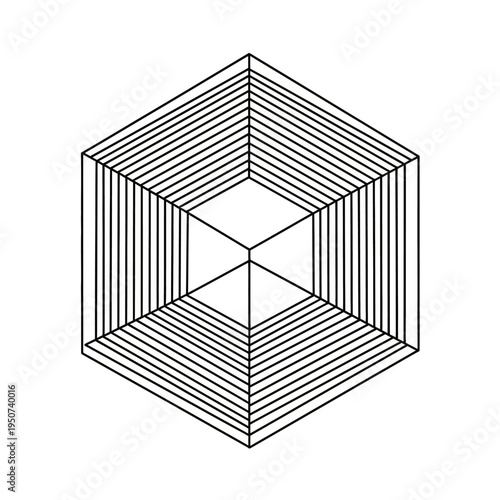 Geometric 3D Optical Illusion Cube Shape.