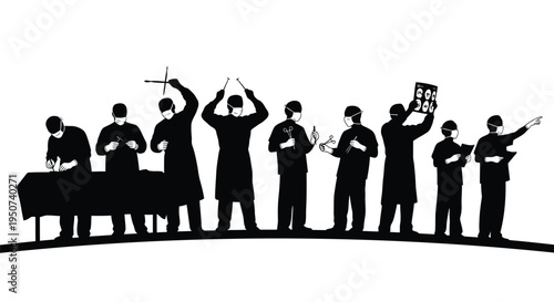 Set of 8 musicians silhouettes vector
