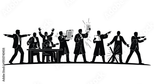 Set of 8 business people silhouettes vector