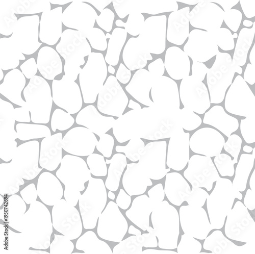 Abstract graphic pattern featuring white pebble shapes separated by thin grey interstitial lines