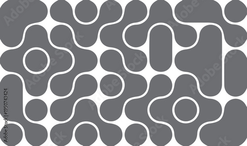 A minimalist graphic design featuring a repeating pattern of smooth rounded organic grey shapes