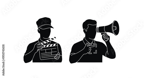 Set of 2 film production icons vector