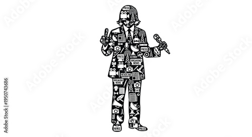 Vector illustration of a soldier with guns