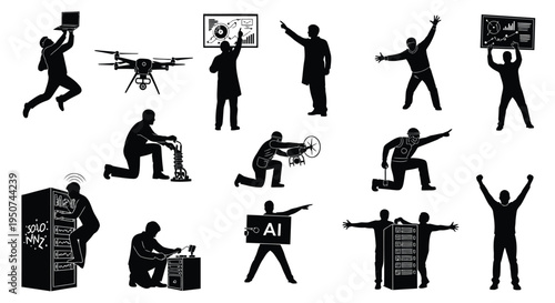 Set of 13 creative professionals vector icons