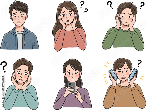 People Confused Worried Surprised Expressing Doubt With Question Marks