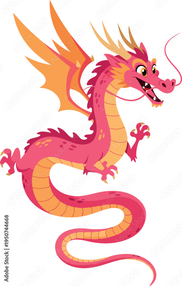Obraz premium Pink Dragon Pixel Art Isolated Object Vector