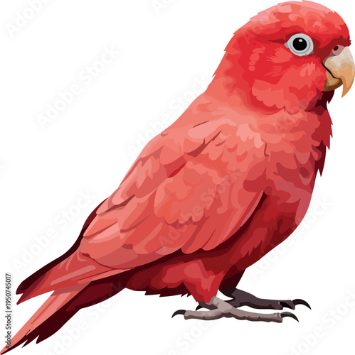 Pink Parrot Bird Isolated Flat Design Vector Illustration