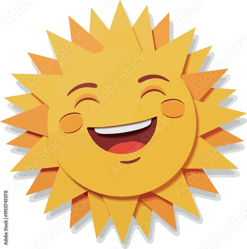 Happy Sun Isolated Object Yellow Orange Flat Design Vector