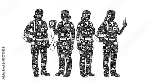 Set of 4 social media influencer vector illustrations