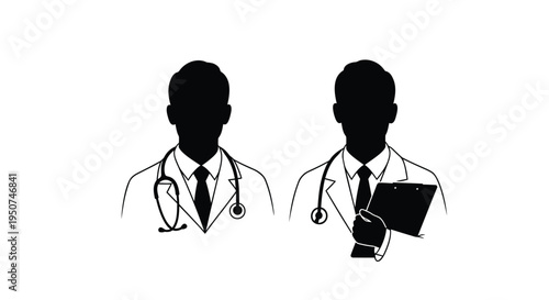 Set of 2 doctor silhouettes vector