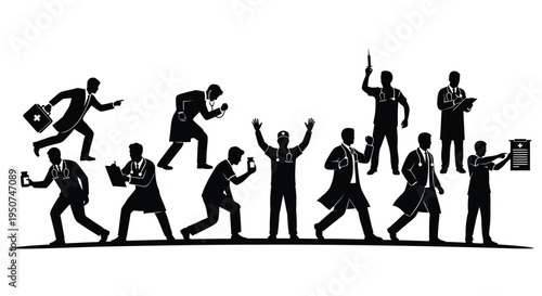 Set of 10 business people silhouettes vector