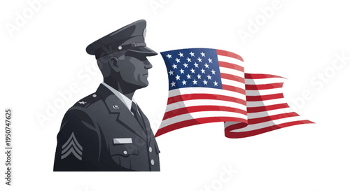 A military man in uniform with a USA flag, symbolizing patriotism and veterans appreciation on National Vietnam War Veterans Day